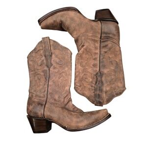 Corral Boots Naham Women Distressed Brown Leather Snip Western Cowboy Boots Sz 8